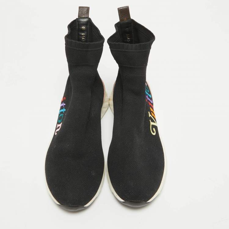 مملوكة مسبقًا Louis Vuitton Black Knit Fabric Aftergame High Slip On Sneakers Size 40