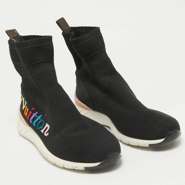 مملوكة مسبقًا Louis Vuitton Black Knit Fabric Aftergame High Slip On Sneakers Size 40