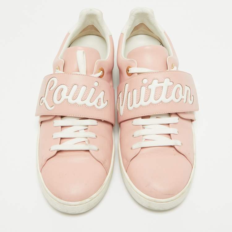 Pre Owned Louis Vuitton Pink Leather Frontrow Low Top Sneakers Size 39.5