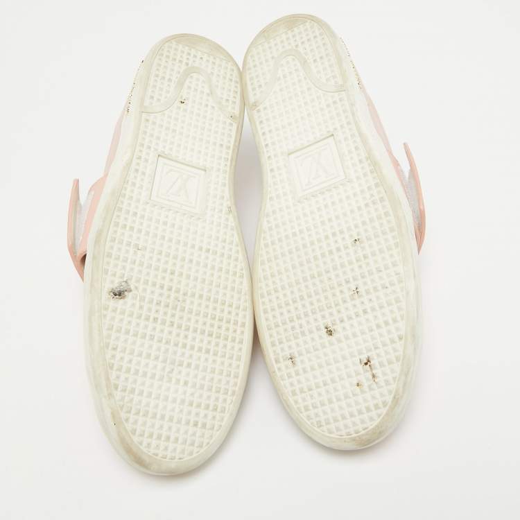 Pre Owned Louis Vuitton Pink Leather Frontrow Low Top Sneakers Size 39.5