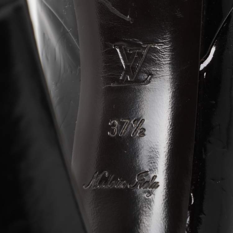 Pre Owned Louis Vuitton Amarante Vernis Monogram Leather Bow Detail Platform Pumps Size 37.5