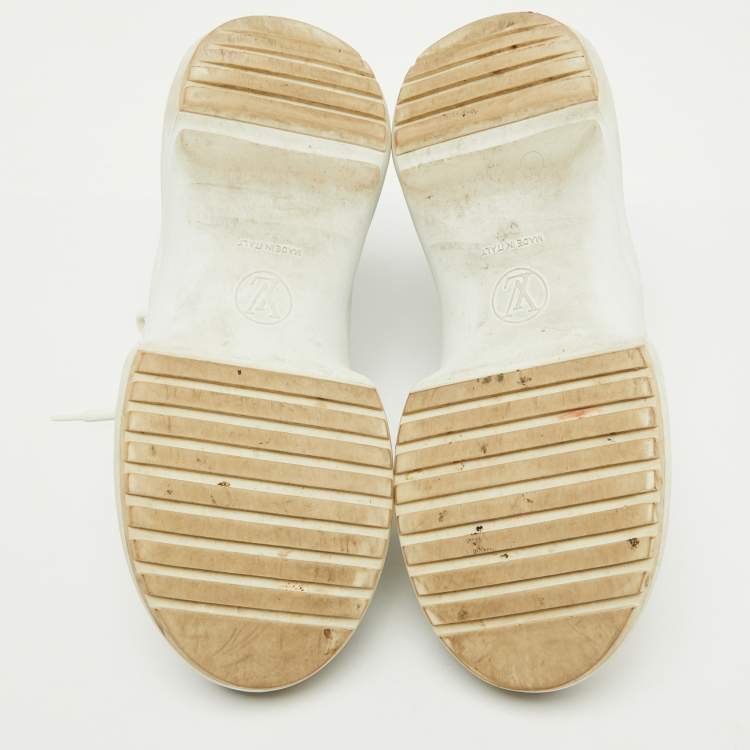 Pre Owned Louis Vuitton White Leather and Monogram Canvas Archlight Sneakers Size 38.5