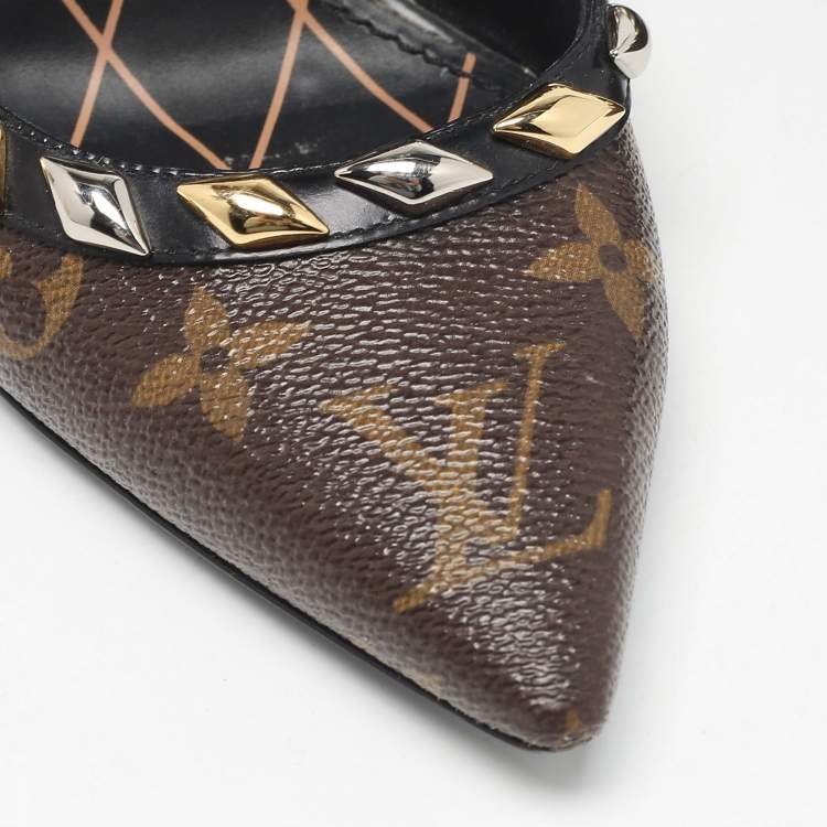 Pre Owned Louis Vuitton Brown Monogram Coated Canvas and Leather Pumps Size 37