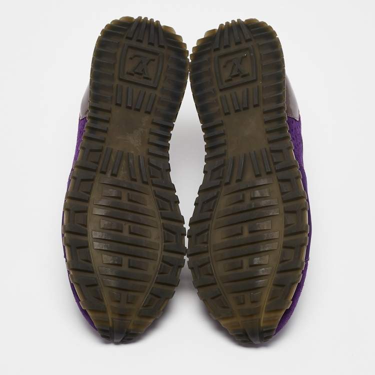 Pre Owned Louis Vuitton Purple Coated Canvas and Mesh Run Away Low Top Sneakers Size 39.5