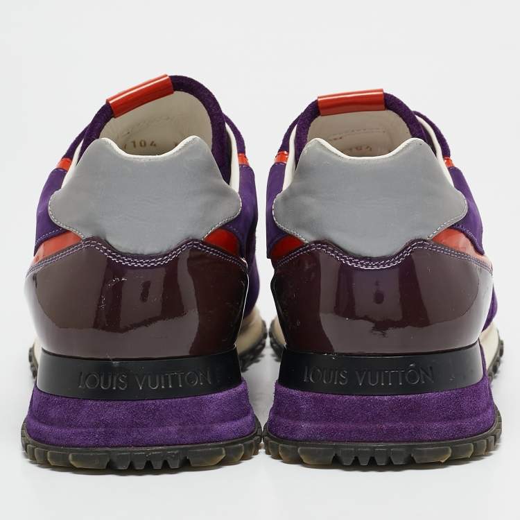 Pre Owned Louis Vuitton Purple Coated Canvas and Mesh Run Away Low Top Sneakers Size 39.5