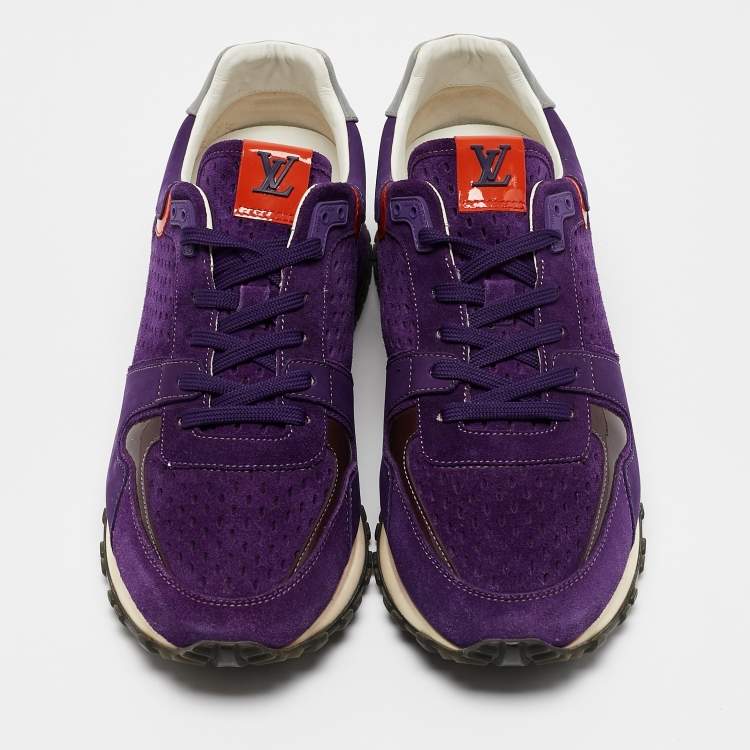 Pre Owned Louis Vuitton Purple Coated Canvas and Mesh Run Away Low Top Sneakers Size 39.5