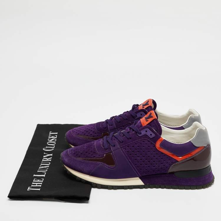Pre Owned Louis Vuitton Purple Coated Canvas and Mesh Run Away Low Top Sneakers Size 39.5