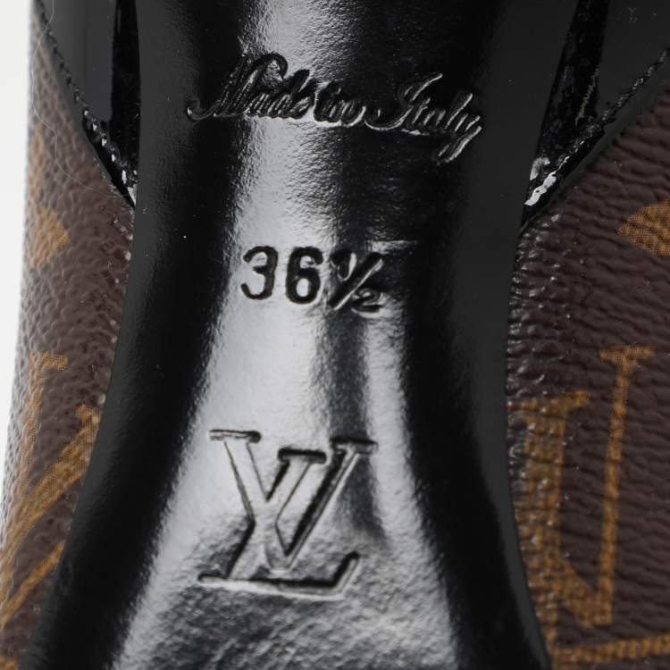 Pre Owned Louis Vuitton Monogram Canvas And Patent Leather Cherie Pumps Size 36.5