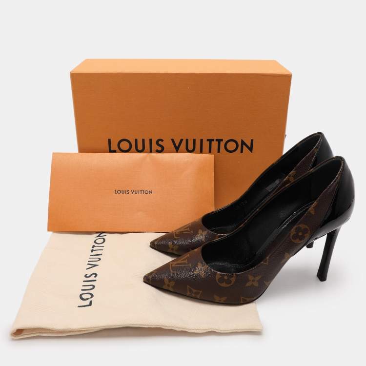 Pre Owned Louis Vuitton Monogram Canvas And Patent Leather Cherie Pumps Size 36.5