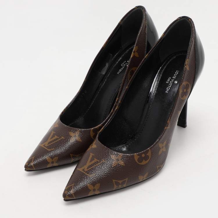 Pre Owned Louis Vuitton Monogram Canvas And Patent Leather Cherie Pumps Size 36.5