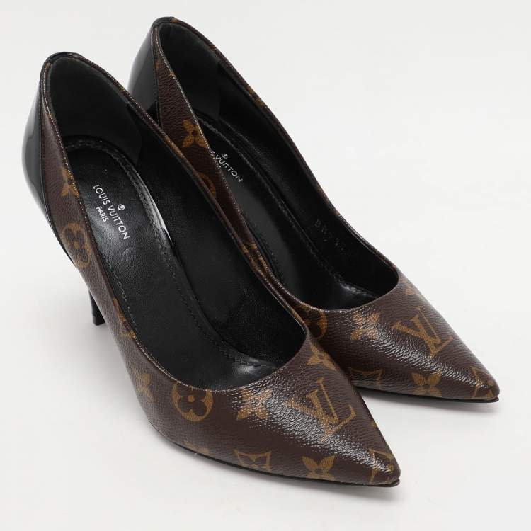 Pre Owned Louis Vuitton Monogram Canvas And Patent Leather Cherie Pumps Size 36.5