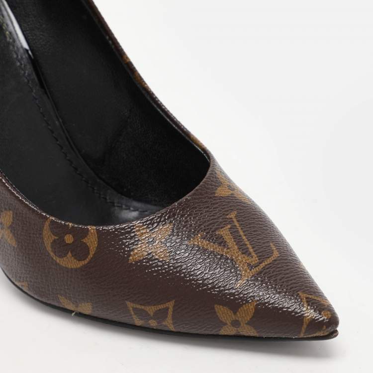 Pre Owned Louis Vuitton Monogram Canvas And Patent Leather Cherie Pumps Size 36.5
