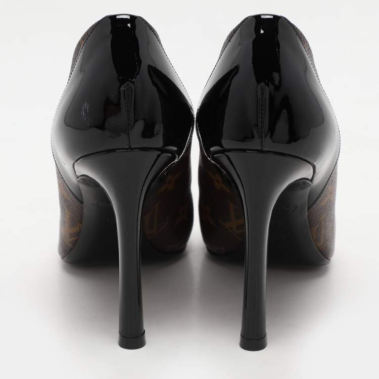 Pre Owned Louis Vuitton Monogram Canvas And Patent Leather Cherie Pumps Size 36.5