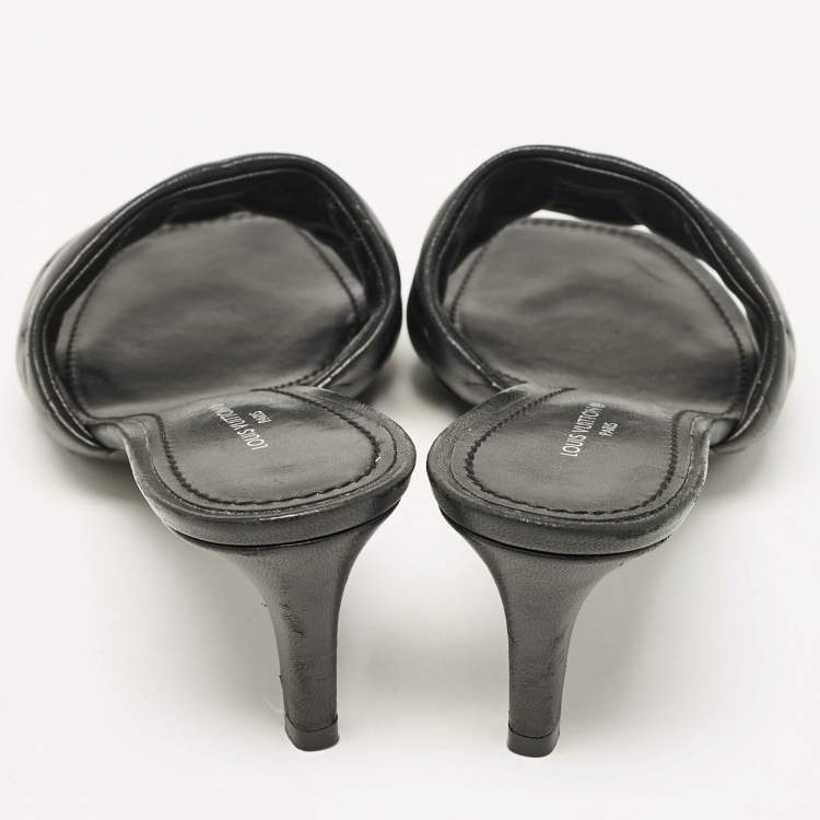 Pre Owned Louis Vuitton Black Leather Revival Slide Sandals Size 37