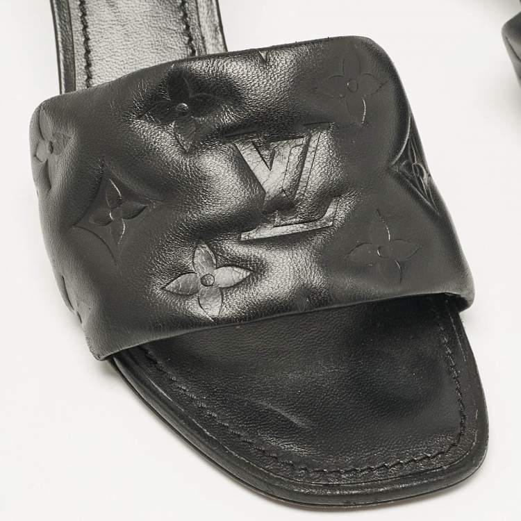 Pre Owned Louis Vuitton Black Leather Revival Slide Sandals Size 37