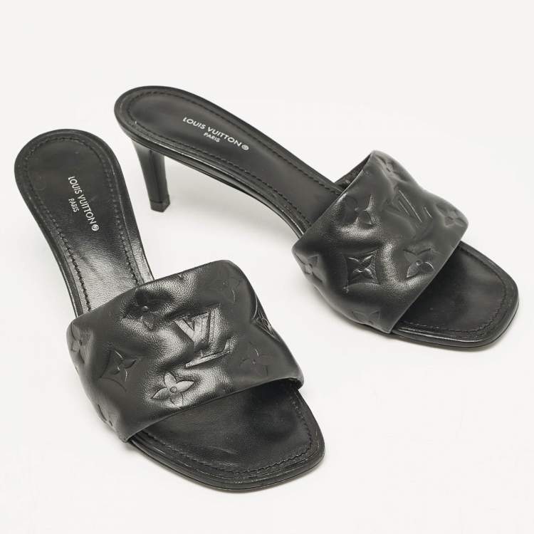 Pre Owned Louis Vuitton Black Leather Revival Slide Sandals Size 37