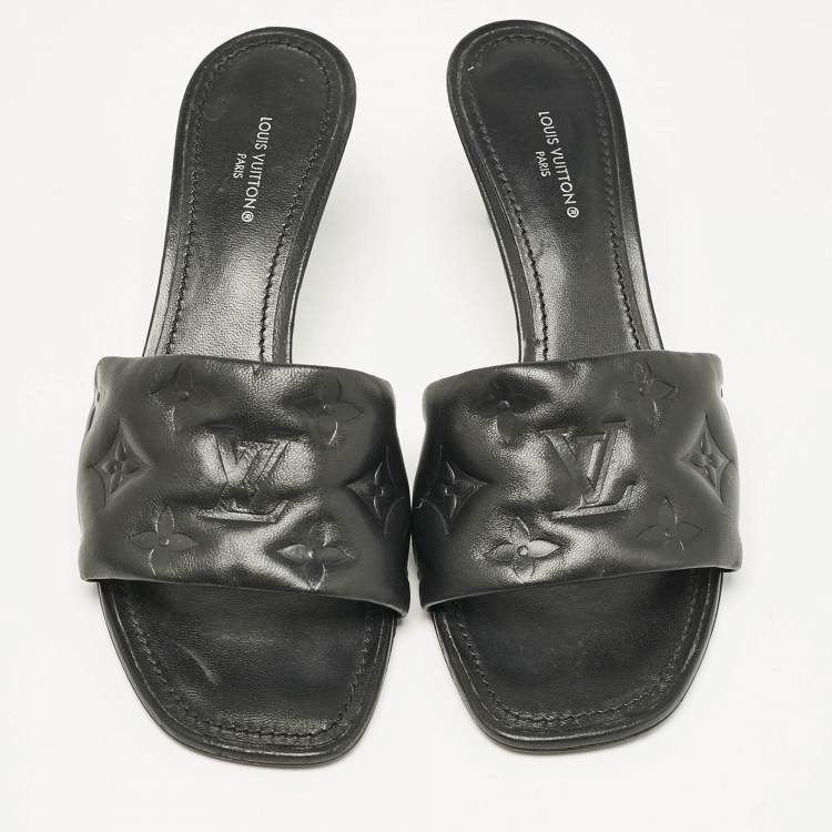 Pre Owned Louis Vuitton Black Leather Revival Slide Sandals Size 37