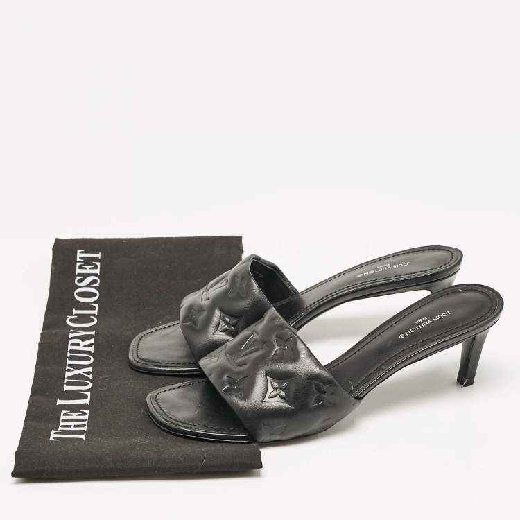 Pre Owned Louis Vuitton Black Leather Revival Slide Sandals Size 37