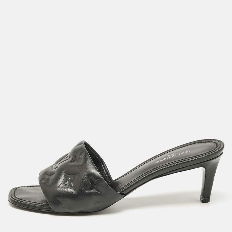 Pre Owned Louis Vuitton Black Leather Revival Slide Sandals Size 37