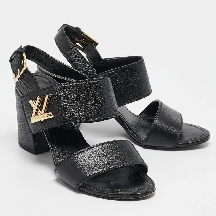 Pre Owned Louis Vuitton Black Leather Horizon Sandals Size 37