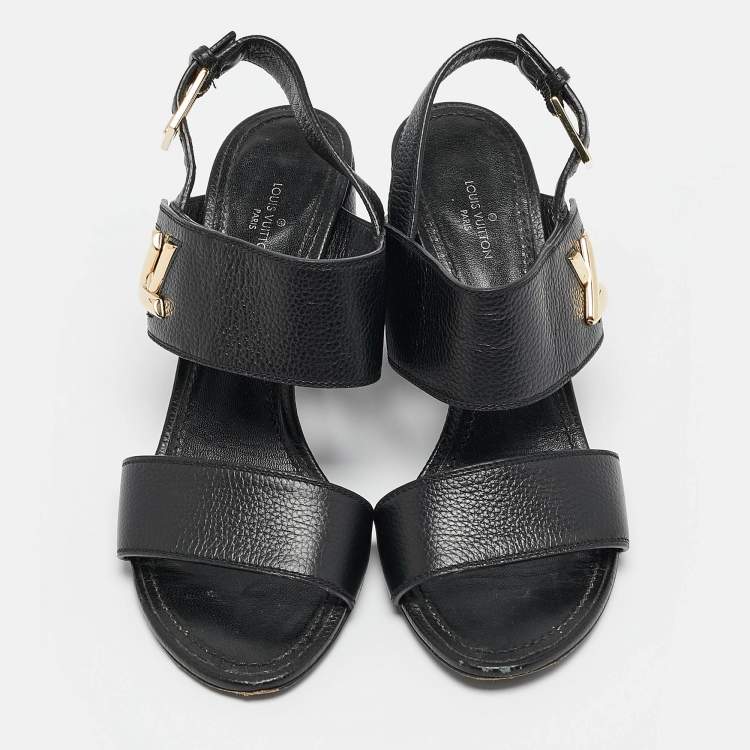 Pre Owned Louis Vuitton Black Leather Horizon Sandals Size 37