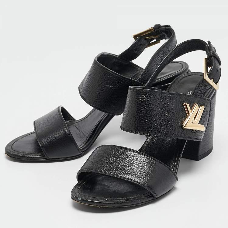 Pre Owned Louis Vuitton Black Leather Horizon Sandals Size 37