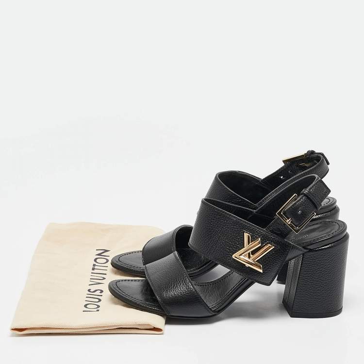 Pre Owned Louis Vuitton Black Leather Horizon Sandals Size 37
