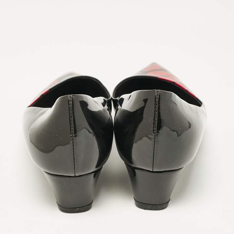 Pre Owned Louis Vuitton Black Patent Leather Graffiti Pointed Toe Pumps Size 35.5
