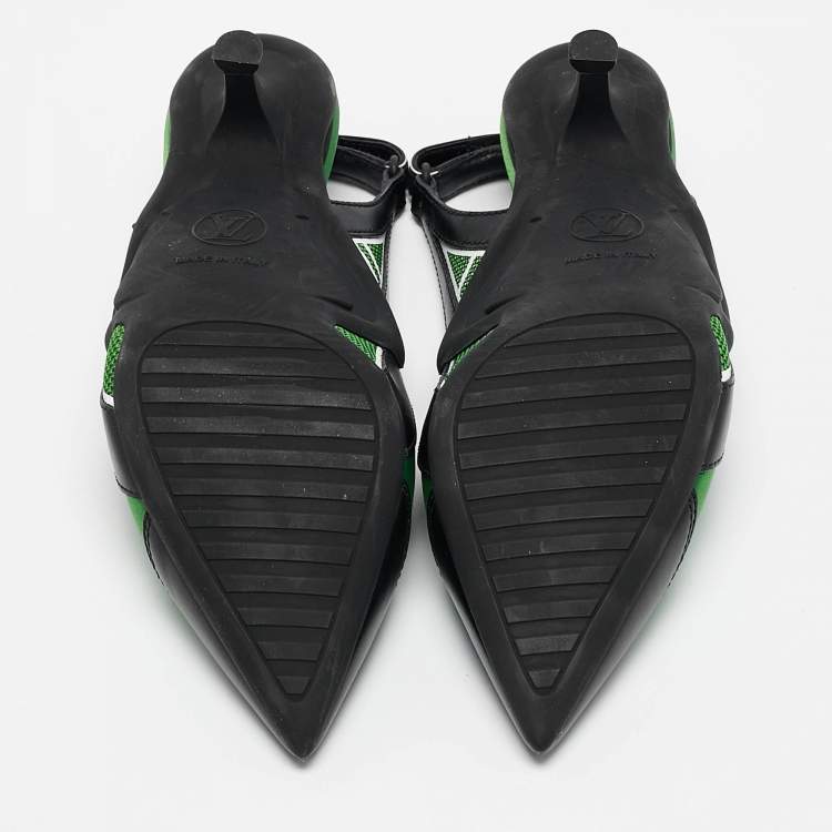 Pre Owned Louis Vuitton Green/Black Leather and Mesh Archlight Pumps Size 36