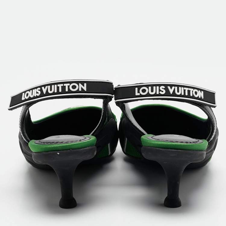 Pre Owned Louis Vuitton Green/Black Leather and Mesh Archlight Pumps Size 36