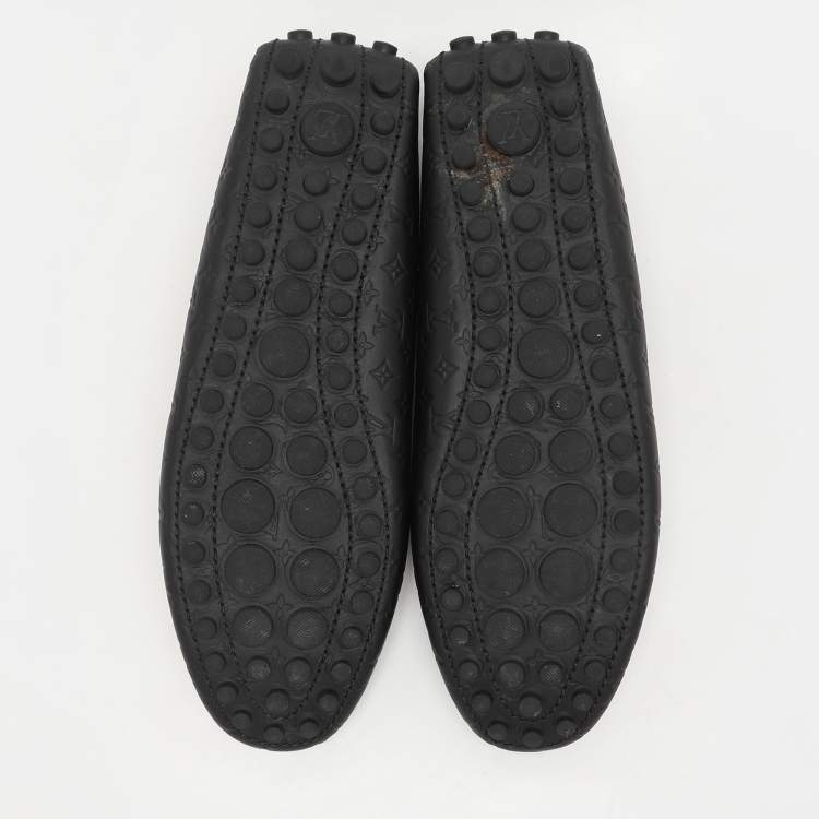 Pre Owned Louis Vuitton Black Monogram Empreinte Leather Gloria Loafers Size 41