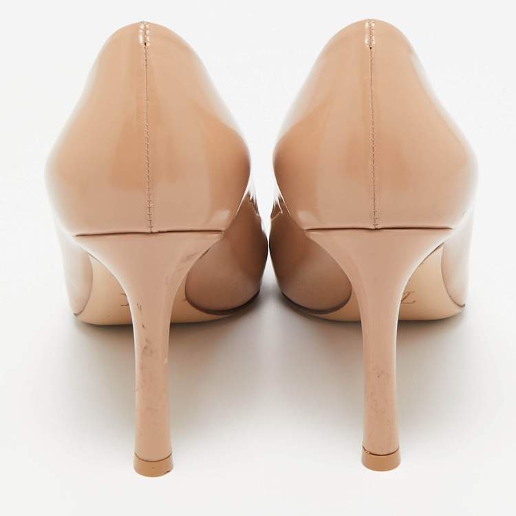 Pre Owned Louis Vuitton Beige Leather Heartbreaker Pointed Toe Pumps Size 38.5