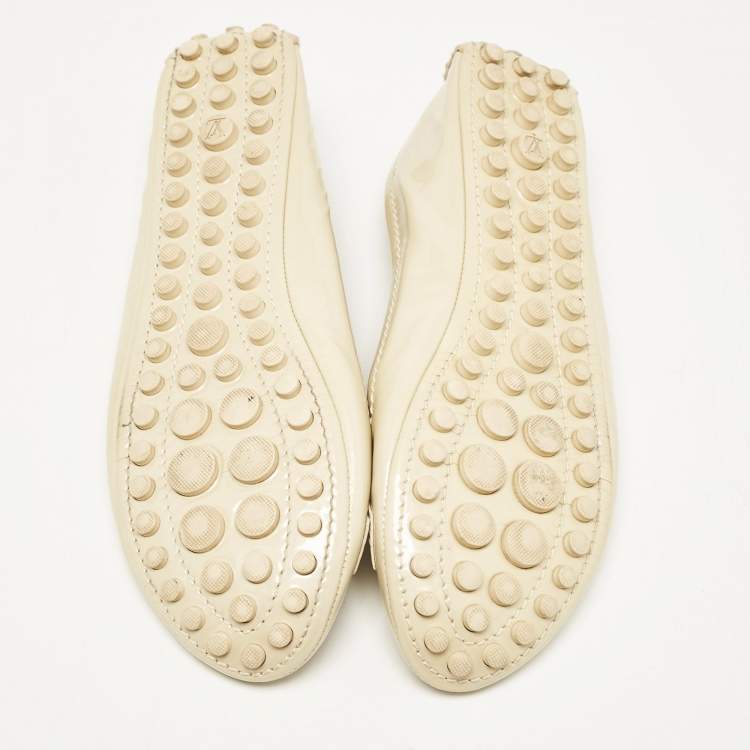 Pre Owned Louis Vuitton Cream Patent Leather Oxford Ballet Flats Size 37