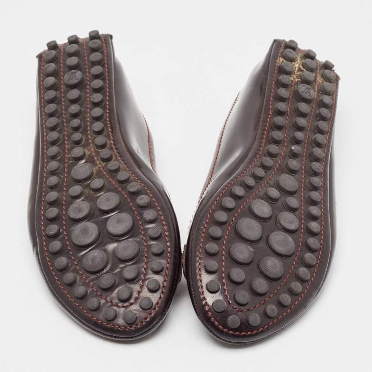 Pre Owned Louis Vuitton Burgundy Patent Leather Oxford Ballet Flats Size 38