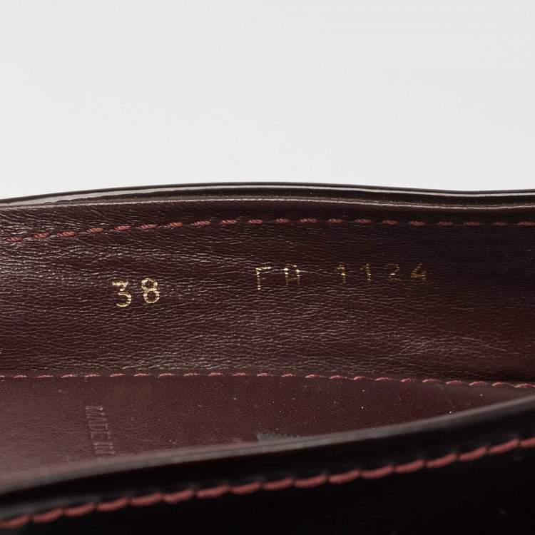 Pre Owned Louis Vuitton Burgundy Patent Leather Oxford Ballet Flats Size 38