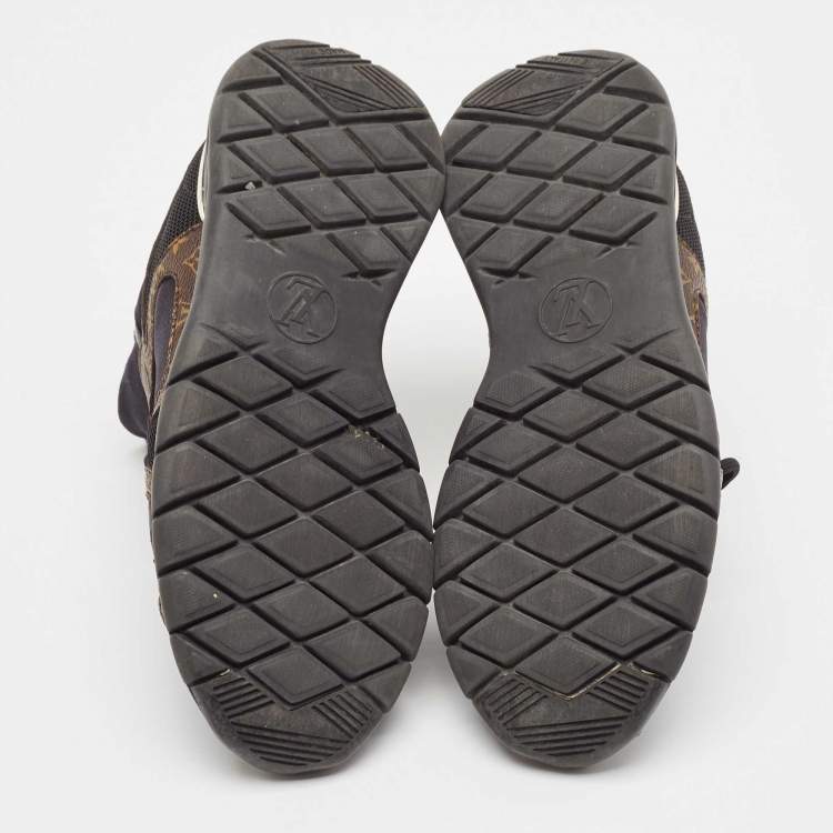 Pre Owned Louis Vuitton Black/Brown Fabric and Monogram Canvas Aftergame Sneakers Size 36
