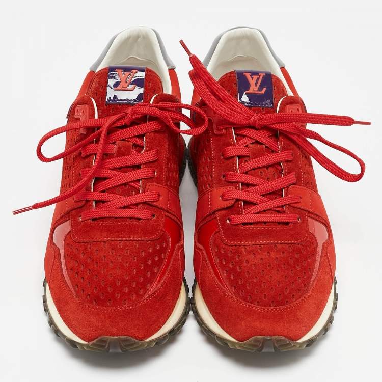 مملوكة مسبقًا Louis Vuitton Red Patent Leather and Suede Run Away Low Top Sneakers Size 40