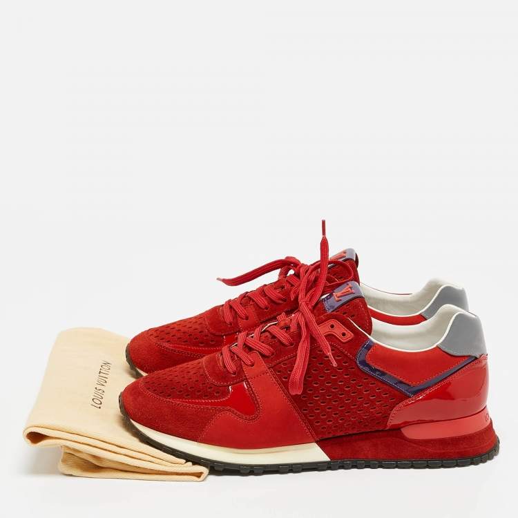 مملوكة مسبقًا Louis Vuitton Red Patent Leather and Suede Run Away Low Top Sneakers Size 40