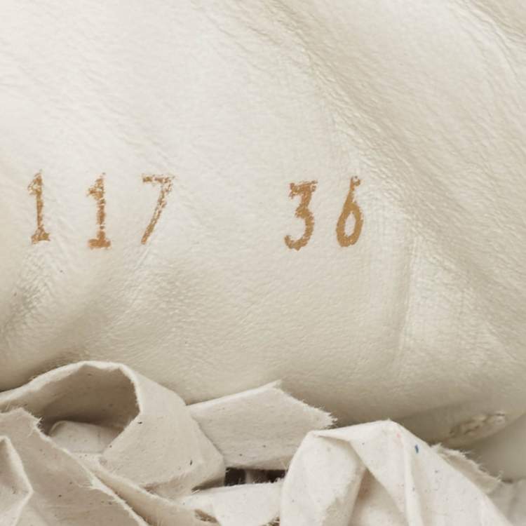 Pre Owned Louis Vuitton White/Gold Leather Frontrow Sneakers Size 36