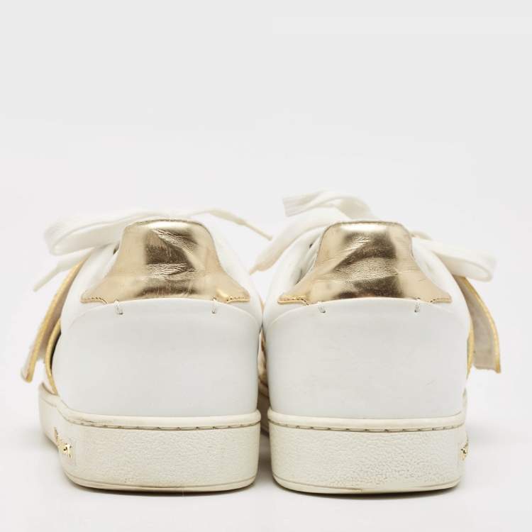Pre Owned Louis Vuitton White/Gold Leather Frontrow Sneakers Size 36