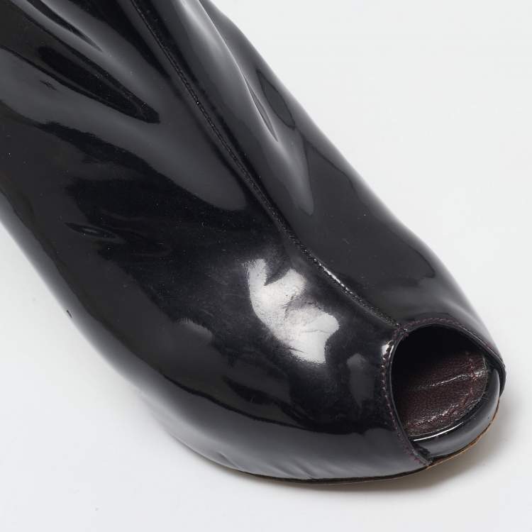 Pre Owned Louis Vuitton Black Patent Leather Oh Really! Boots Size 36