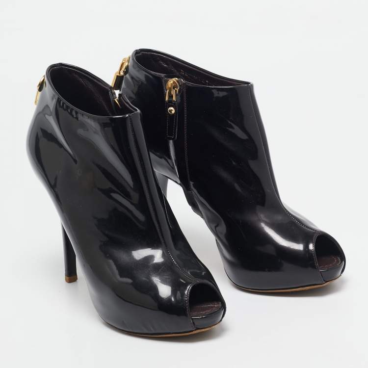 Pre Owned Louis Vuitton Black Patent Leather Oh Really! Boots Size 36