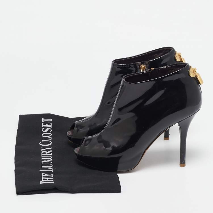 Pre Owned Louis Vuitton Black Patent Leather Oh Really! Boots Size 36