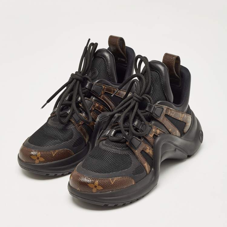 Pre Owned Louis Vuitton Black Monogram Canvas and Mesh Archlight Sneakers Size 36