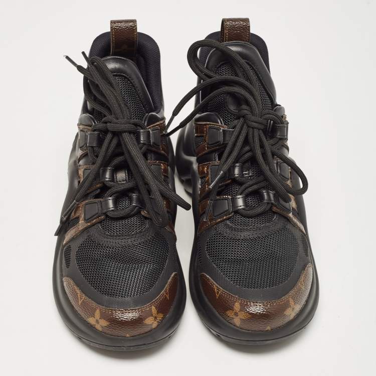 Pre Owned Louis Vuitton Black Monogram Canvas and Mesh Archlight Sneakers Size 36