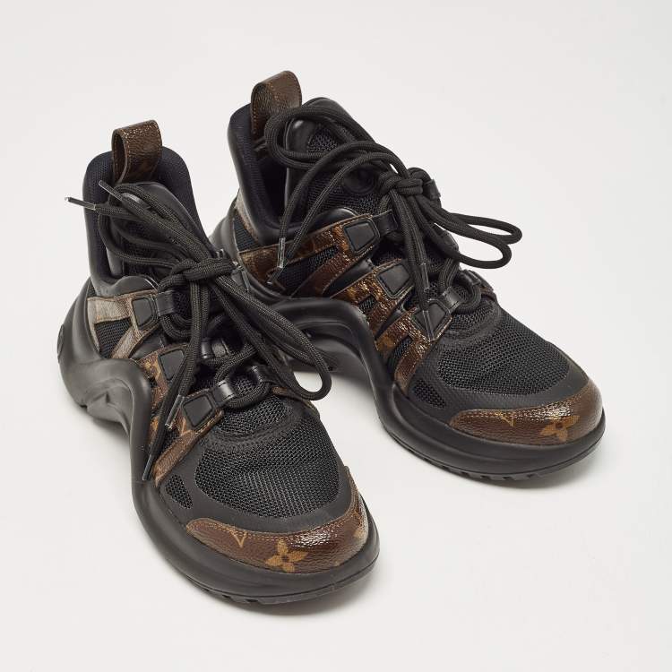 Pre Owned Louis Vuitton Black Monogram Canvas and Mesh Archlight Sneakers Size 36