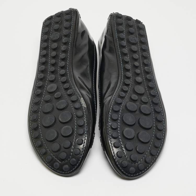 Pre Owned Louis Vuitton Black Leather Oxford Ballet Flats Size 39.5