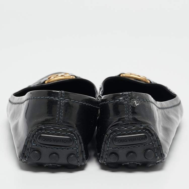 Pre Owned Louis Vuitton Black Leather Oxford Ballet Flats Size 39.5