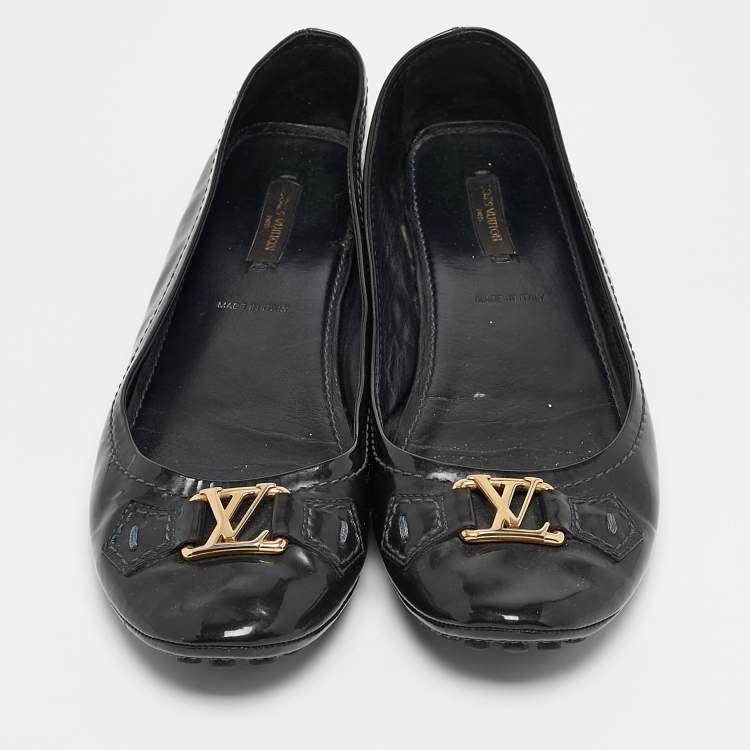 Pre Owned Louis Vuitton Black Leather Oxford Ballet Flats Size 39.5