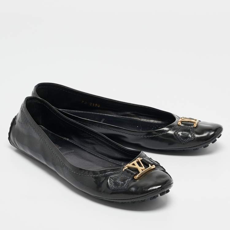 Pre Owned Louis Vuitton Black Leather Oxford Ballet Flats Size 39.5
